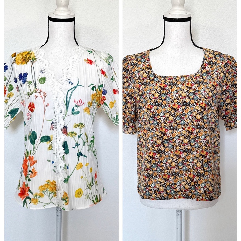 Bundle of Puff Sleeve Floral Blouses